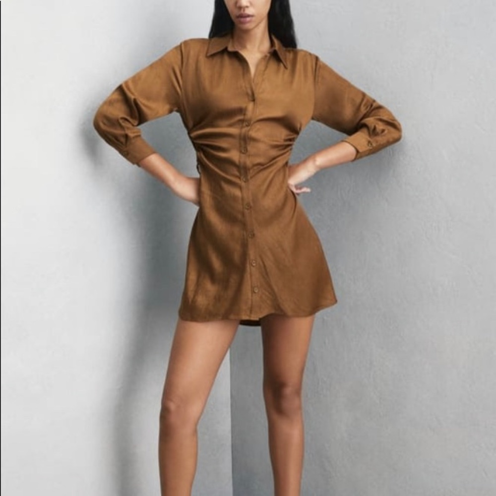Zara WRINKLED EFFECT MINI DRESS